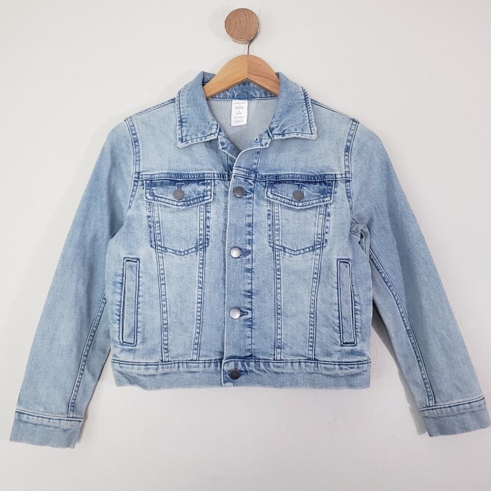 NWT Nordstrom Christina Martinez Girls Denim Jacket Floral Graphic Back Medium